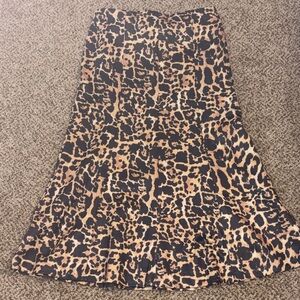 Leopard Print A-Line Skirt - Black & Tan Small
